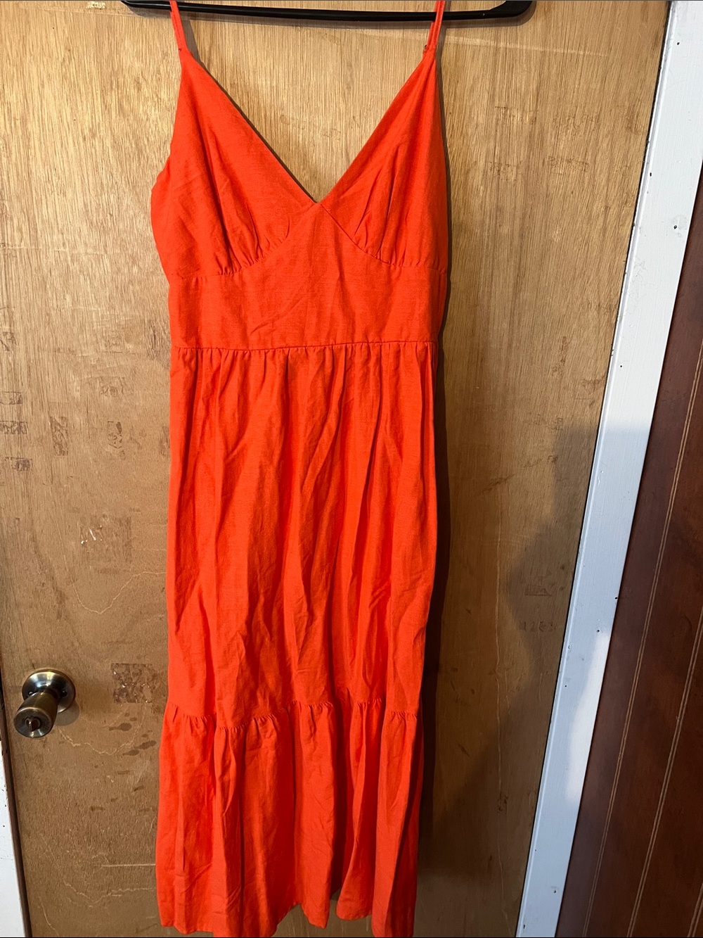 Women’s V-Neck Orange Maxi Dress